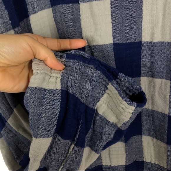 Anthro cloth & stone blue plaid blouse - Picture 4 of 7